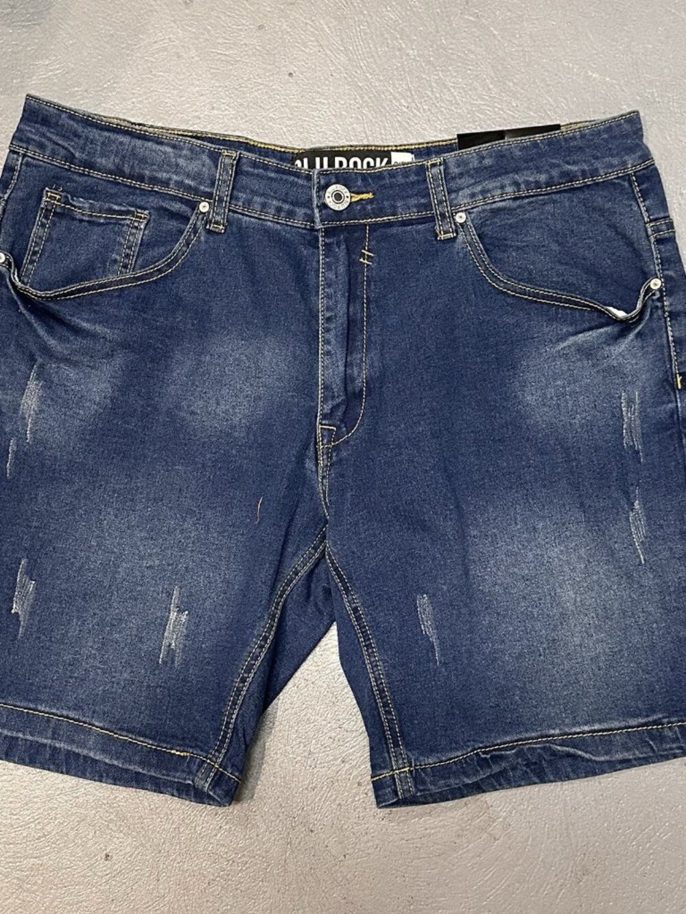 Blu Rock Denim  Shorts Size 14 Blue Jean Distressed Stretch Dark Wash